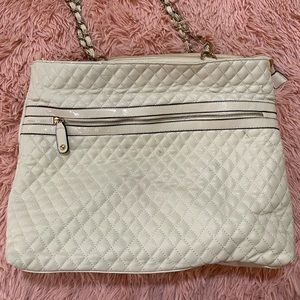 Black Rivet Off White Shoulder Bag